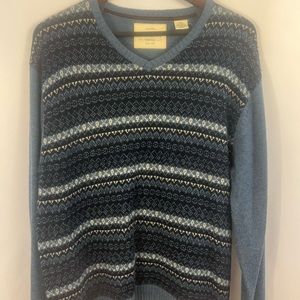 Weatherproof Vintage Sweater Mens XL Tight Knit Fair Isle V-Neck Wool